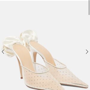 Magda Butrym White Slingback Heels with Rhinestone Embellishments